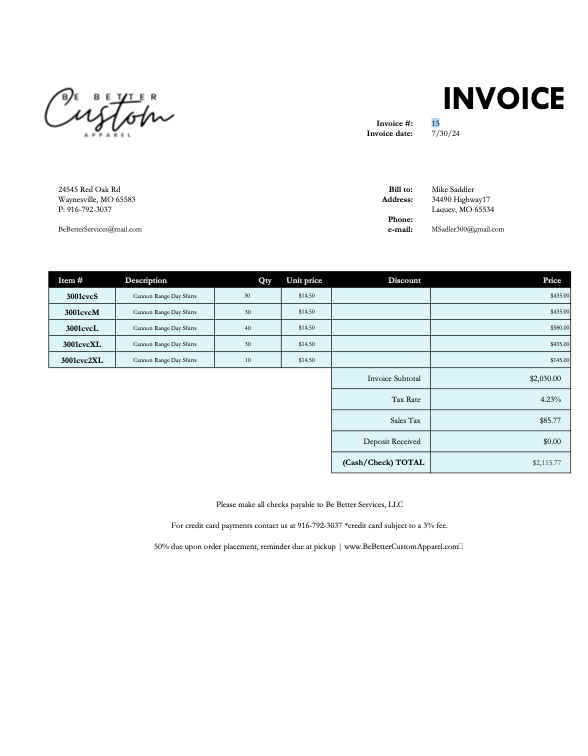 Cannon Range Day Shirts