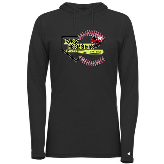 Laquey Softball Badger - Women's Tri-Blend Surplice Long Sleeve Hooded T-Shirt