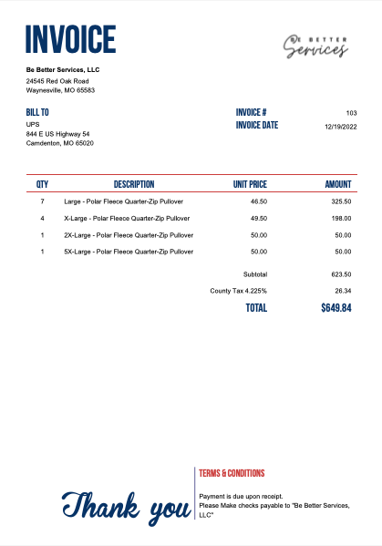 UPS Invoice #103